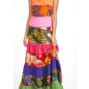 FARM Rio Rainbow Mixed Prints Maxi Dress, women’s size XL, tropical boho